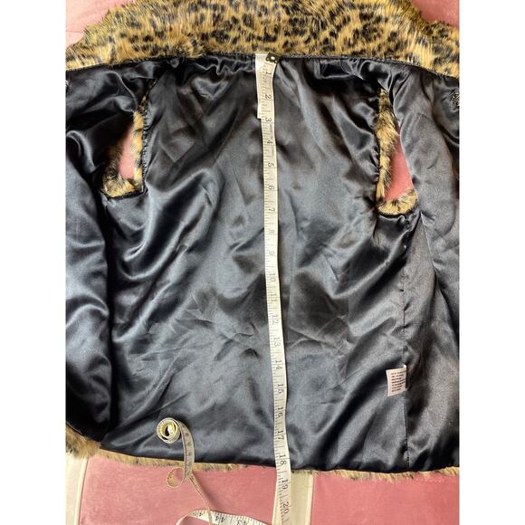 Cherokee Leopard Print Faux Fur Sleeveless Vest Sz L 10/12 Kids - Picture 11 of 14